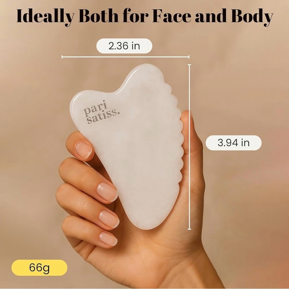Pari Satiss White Jade Hand Carved Gua Sha Facial Tool - Picture 6 of 8